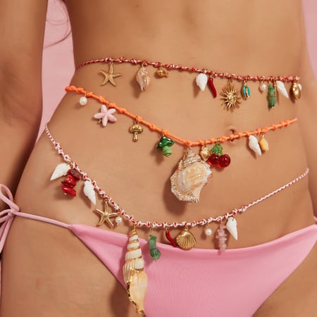 Vacation Nature Conch Stainless Steel Gold Color Women's Waist Cha
