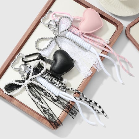 Classic Leather Heart Alloy Bag Charms 2