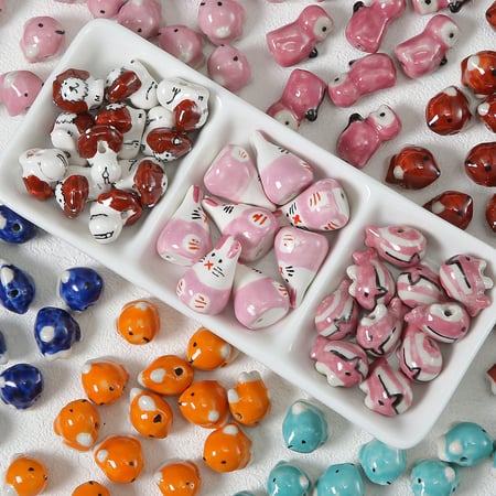 1 pièce de perle en céramique en forme de lapin mignon pour bijoux à faire soi-même 2