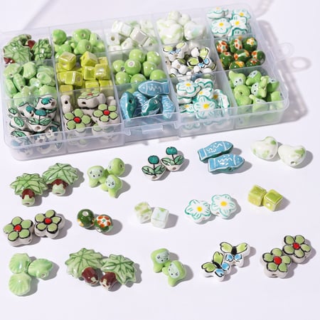 1 Piece Green Series Ceramics DIY Jewelry Bead 2