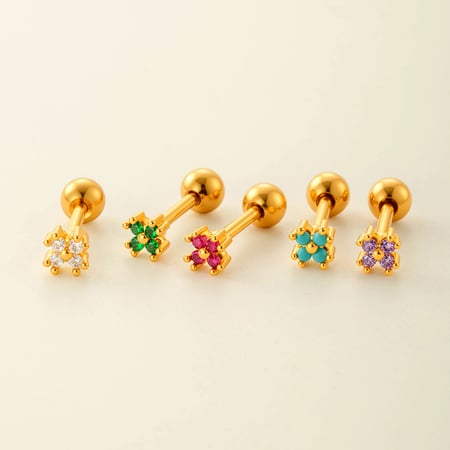 Flower Copper Gold Color Piercings Earrings 2