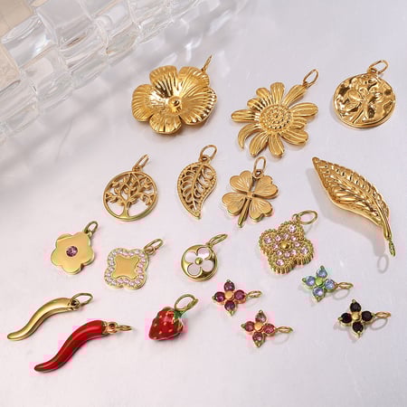 Kleeblatt Edelstahl Gold Farbe DIY Anhänger 2