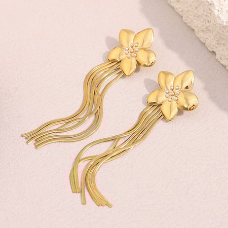 Simple Series Elegant Tassel Stainless Steel Women's Dangle Earrings 2