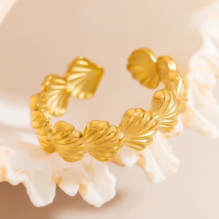Shell Stainless Steel  Gold Color  Minimalist Rings 2
