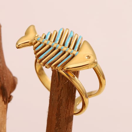 Unique Design Fishbone Shaped Stainless Steel Women's Rings 2