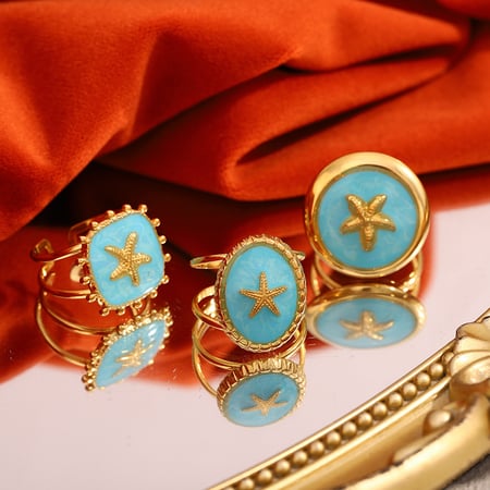 Luxury Style Retro Ocean Series Stainless Steel Women's Rings