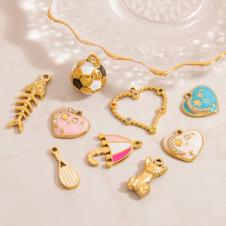 Heart Stainless Steel Gold Color DIY Pendants 2