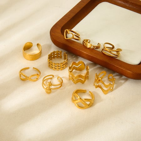 Simple Series Daily Geometric Stainless Steel   Gold Color  Women‘s Rings