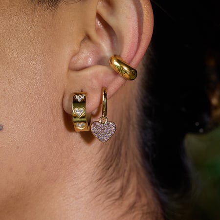 Pendientes colgantes de acero inoxidable dorados con forma de corazón retro
