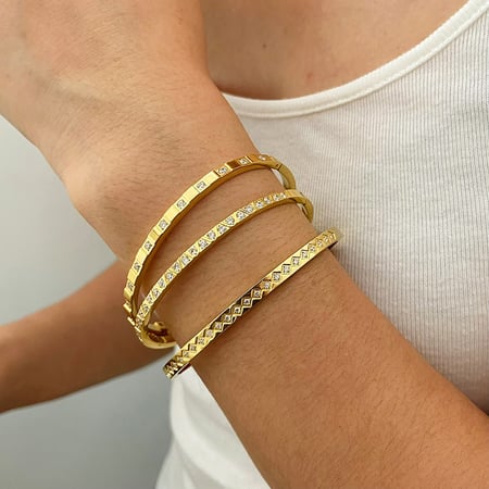 Pulseras de acero inoxidable para mujer, de color dorado, geométricas y diarias, de la serie Simple 2