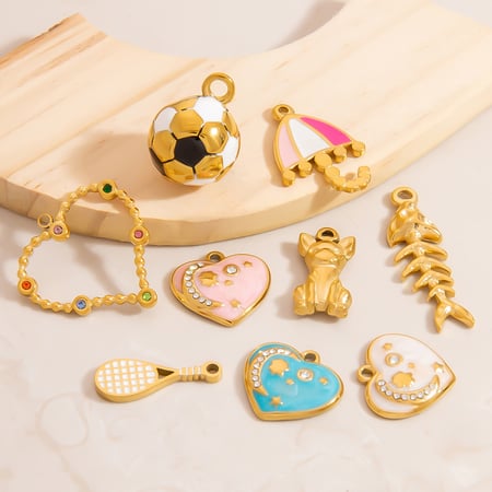 Heart Stainless Steel Gold Color DIY Pendants