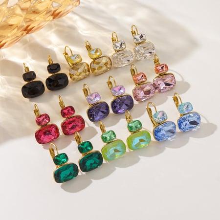 Luxurious Series Daily Engraved Stainless Steel Zircon Women's Stud Earrings 2