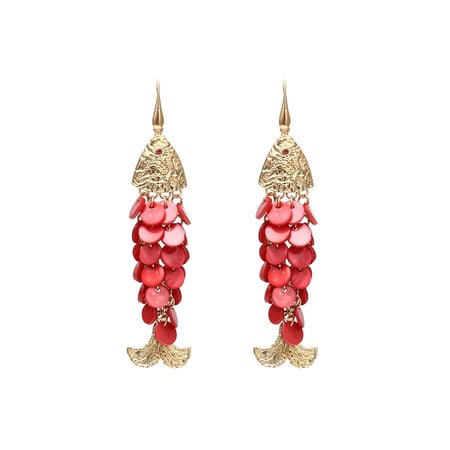 Luxurious Retro Alloy Fish Shell Drop Earrings 2