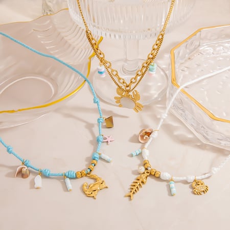 Oceanic Edelstahl-Halsketten mit goldfarbenem Anhänger 2