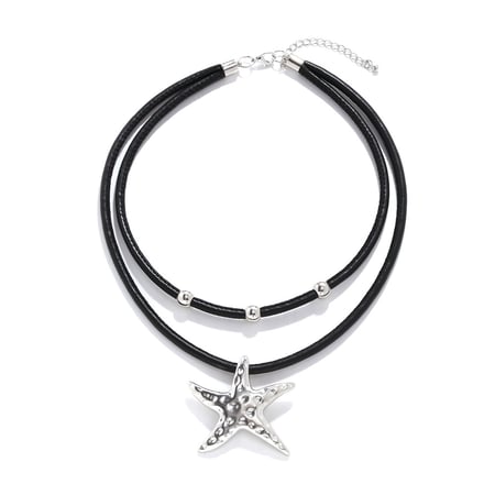PU Rope Alloy Starfish Pendant Necklaces 2