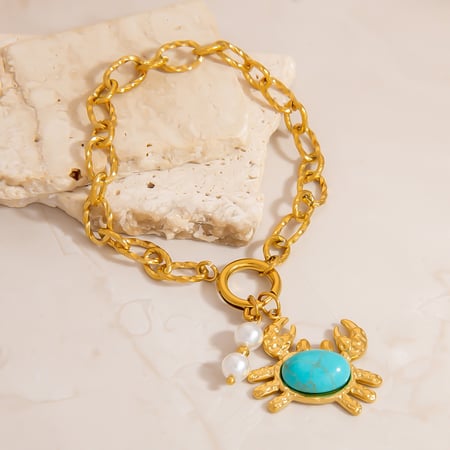 Bracelet pour femme en acier inoxydable avec joli petit crabe