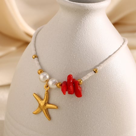 1 PIece Romantic Series Starfish Stainless Steel Women's Pendant Necklaces 2