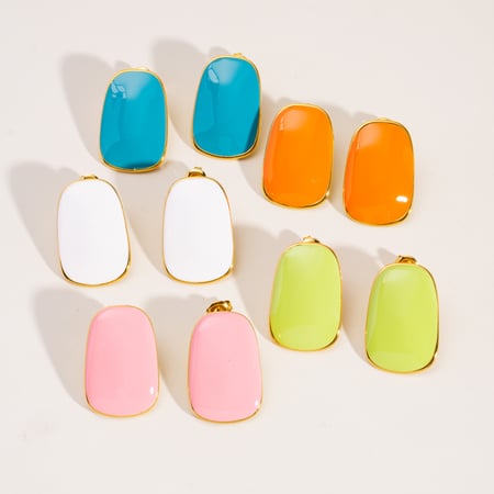 Simple Series Casual Solid Color Stainless Steel Women's Stud Earrings 2