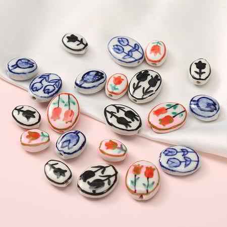1 Piece Flower Ceramics DIY Jewelry Bead 2