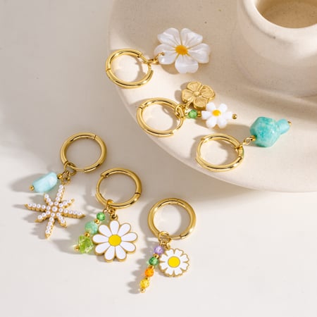 Simple Series Vacation Flower Stainless Steel Women's Drop Earrings 2