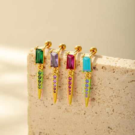 Copper Gold Color  Zircon Piercings Earrings 2