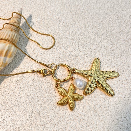 Starfish Stainless Steel Gold Color Pendant Necklaces