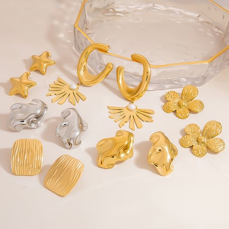 Ohrstecker mit Blumen-Motiv, Edelstahl, goldfarben 2