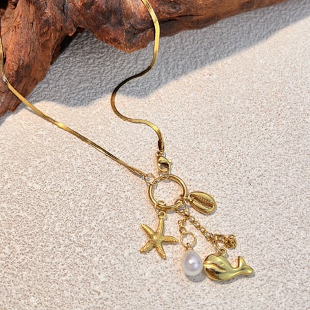 Oceanic Stainless Steel Gold Color Pendant Necklaces 2