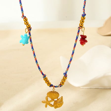 1 Pair Classic Series Bohemian Turtle Stainless Steel   Gold Color  Women's Pendant Necklaces 2