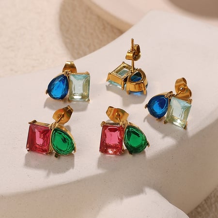 Stainless Steel Gold Color Stud Earrings 2