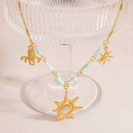 1 Piece Handmade Beaded Starfish Stainless Steel Women's Necklace