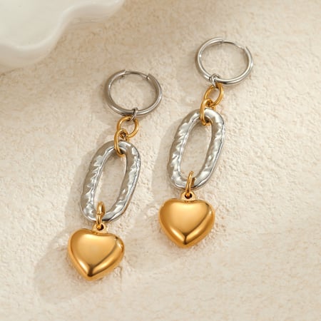 1 Pair Simple Series Daily Mixed Color Stainless Steel   Gold Color  Women's Drop Earrings