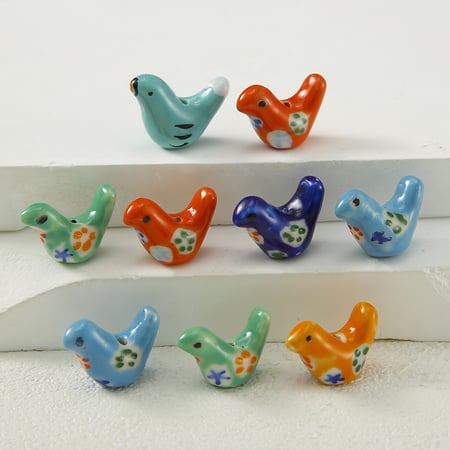 1 Stück Vogelkeramik DIY Schmuckperle 2