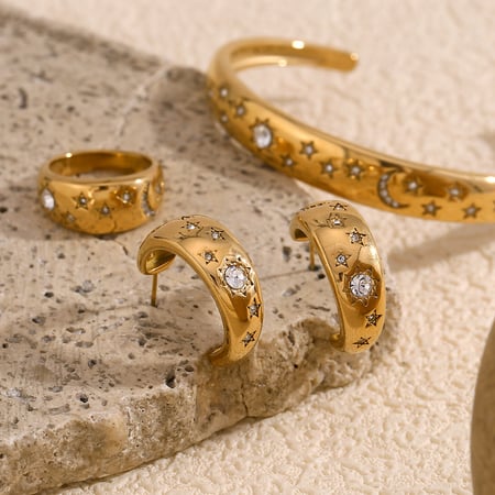 Simple Series Elegant Star Stainless Steel Women's Adjustable Rings 2
