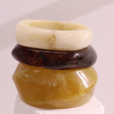 Bracelet pour femme en résine de couleur unie rétro, série simple, 1 pièce 2