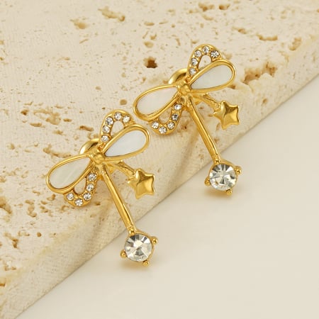 Ohrstecker aus Edelstahl mit Schleife und goldfarbenem Knoten 2