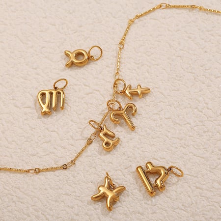 The Twelve Zodiac Signs Stainless Steel  Gold Color Pendants