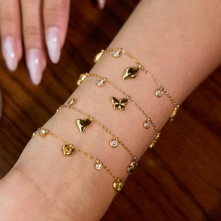 Heart Stainless Steel Gold Color Charm Bracelets 2