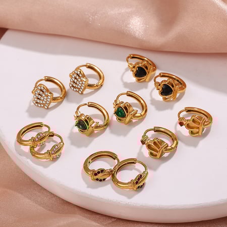Heart Stainless Steel Gold Color Hoop Earrings 2