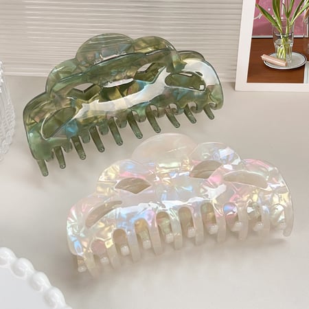 1 Paar einfache Serie lässige einfarbige PVC-Haarklammern für Damen 2