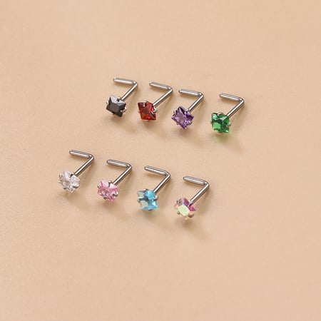 1 Piece Simple Series Simple Geometric Stainless Steel No Plating Material Zircon Women's Nose Stud 2