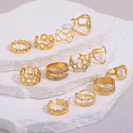 Daily Solid Color Stainless Steel Women's Adjustable Rings 2