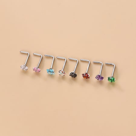 1 Piece Simple Series Simple Geometric Stainless Steel No Plating Material Zircon Women's Nose Stud
