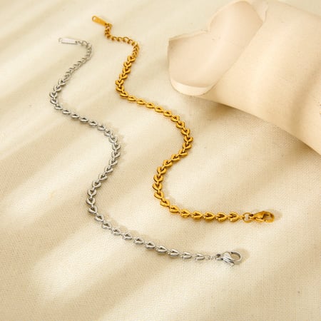 Simple Series Daily Heart Edelstahl Goldfarben Unisex Kettenarmbänder 2
