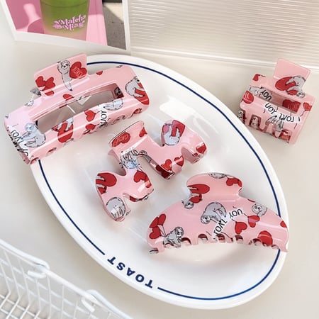 1 Paar Simple Series Casual Heart PVC Damen Haarklammern 2