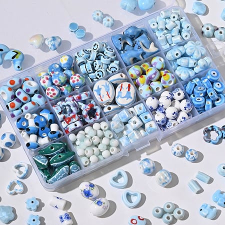 1 pièce de perle de bijoux en céramique de la série bleue 2