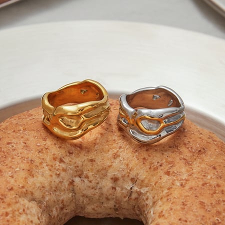  style geometric stainless steel gold color statement rings 2