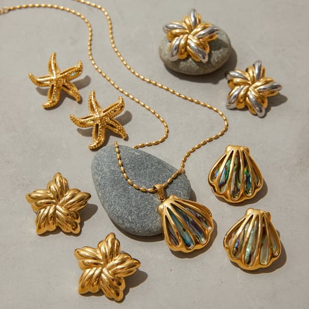  style edelstahl gold farbe shell ohrring sets 2