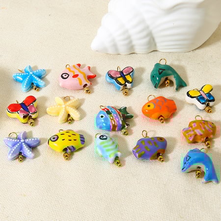 1 paar eenvoudige serie schattige schildpad keramiek goudkleurige unisex hangers 2