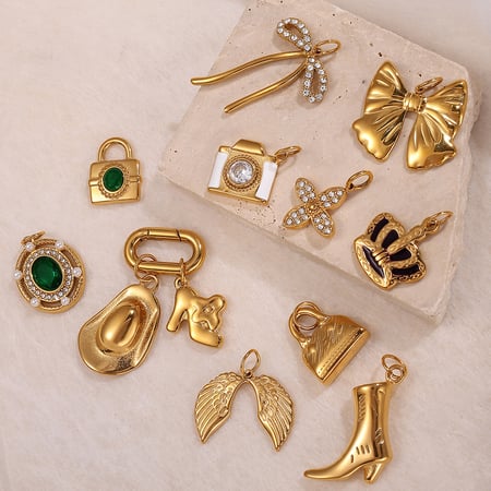Cross Stainless Steel Gold Color DIY Pendants